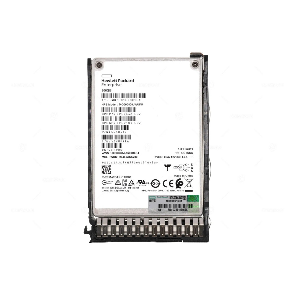 P09923-001  HP SSD 800GB SAS 12G 2.5" SFF HOT-SWAP FOR HP PROLIANT DL380 G8-G10